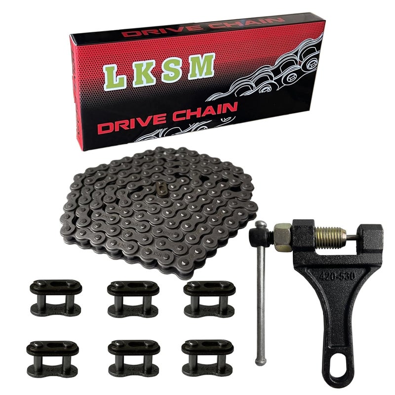 LUSM 420 Chain 132 Link Motorcycle Standard Roller Chain with Chain Breaker 6 Connecting Master Link for 100cc 110cc 125cc Mini ATV Quad Go Kart Scooter - Image 2